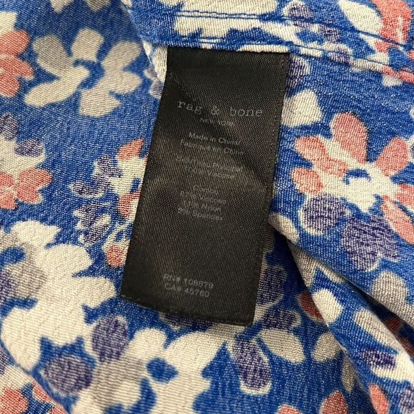 Rag & Bone Sloane Floral Tee Blue Medium - Picture 5 of 5